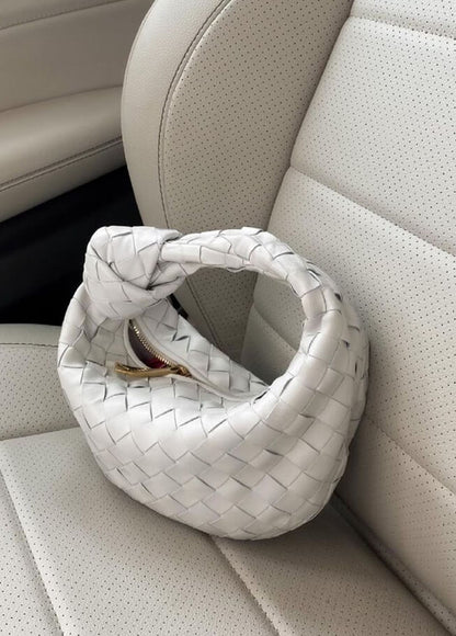 Dames Elegante Ruitstructuur Handtas Vegan Leer Zilver