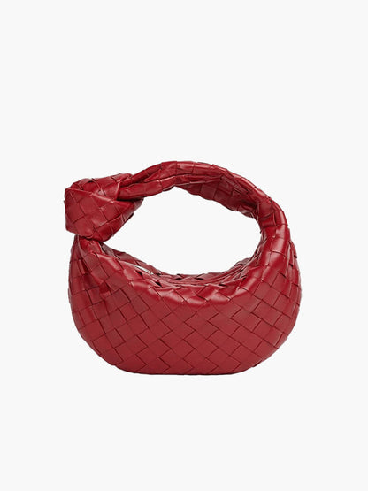 Dames Elegante Ruitstructuur Handtas Vegan Leer Zilver Rood