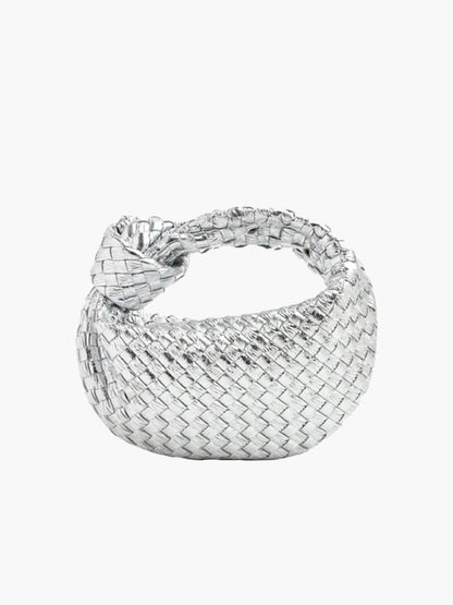 Dames Elegante Ruitstructuur Handtas Vegan Leer Zilver Zilver