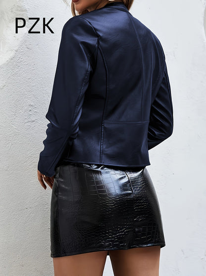 Bomberjack Met Rits PU Leren Regular Fit Voor Lente Herfst