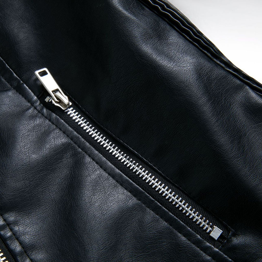 Dames Leren Jas Asymmetrische Rits Klassieke Reverskraag Zacht Leer