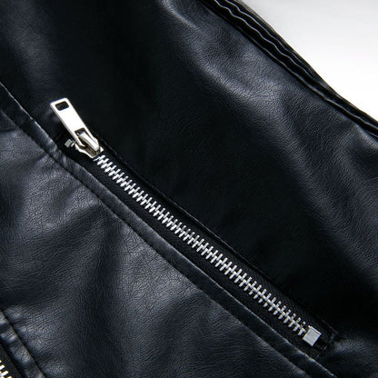 Dames Leren Jas Asymmetrische Rits Klassieke Reverskraag Zacht Leer