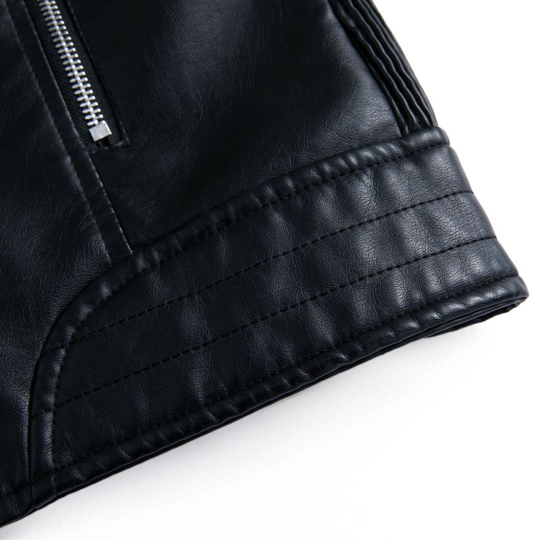 Dames Leren Jas Asymmetrische Rits Klassieke Reverskraag Zacht Leer