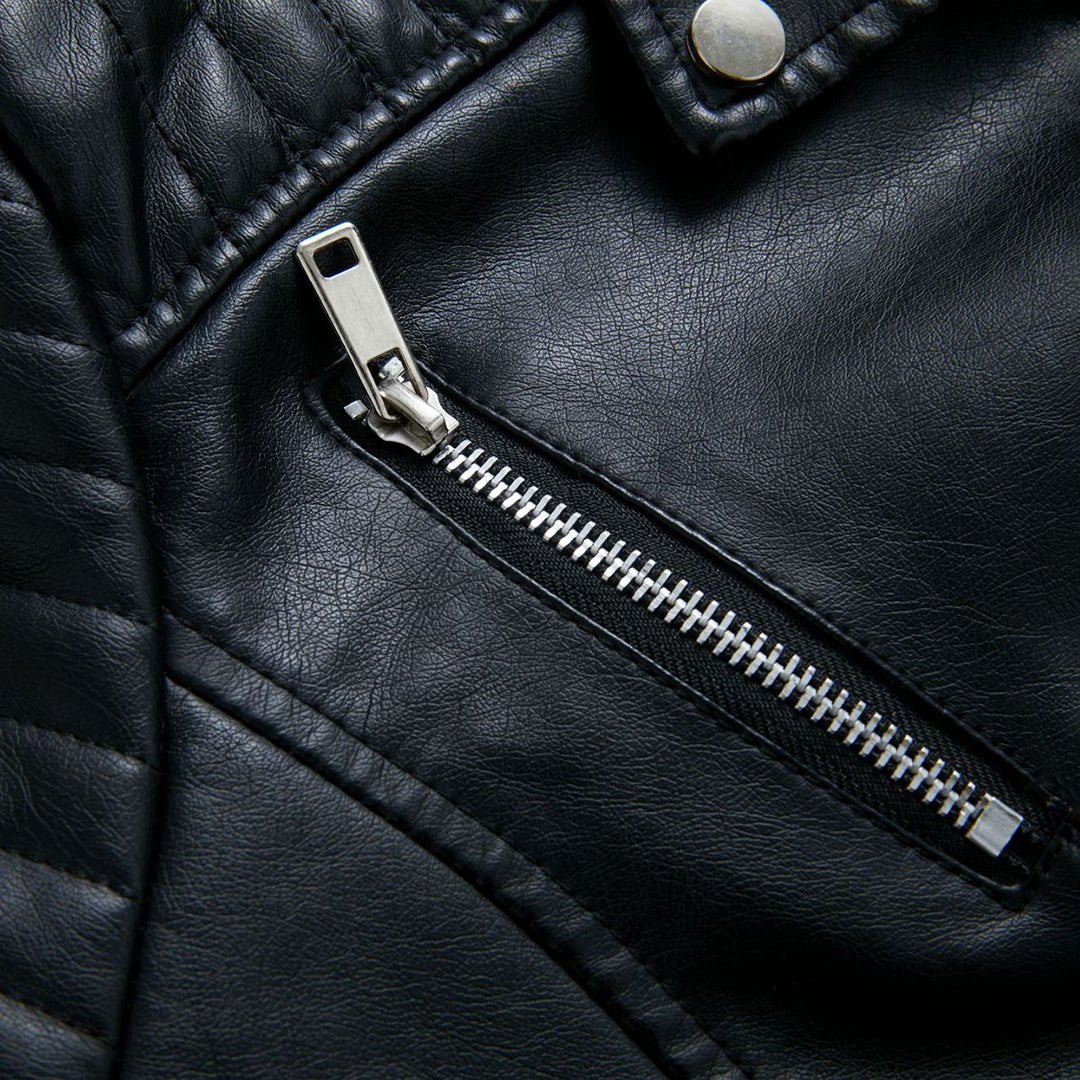 Dames Leren Jas Asymmetrische Rits Klassieke Reverskraag Zacht Leer