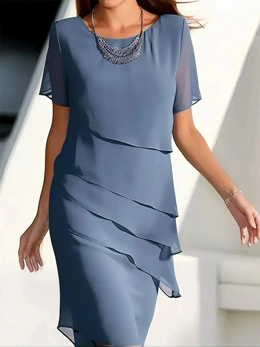 Sophie Stijlvolle Taille-Control Jurk Blauw