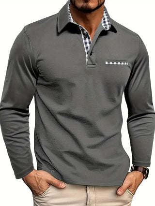 Polo Met Lange Mouwen Comfortabele Pasvorm Tijdloze Stijl Grijs