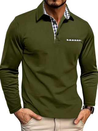 Polo Met Lange Mouwen Comfortabele Pasvorm Tijdloze Stijl Groen