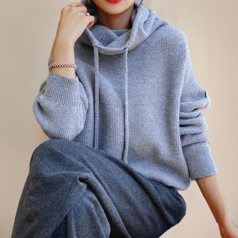 Dames Turtleneck Hoodie Met Hoge Hals Relaxed Fit Zwart