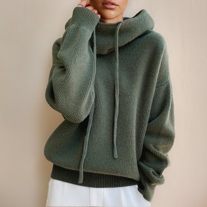 Dames Turtleneck Hoodie Met Hoge Hals Relaxed Fit Zwart