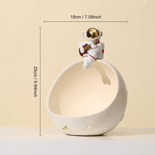 Astronaut Muziek Vliegtuig Opbergdoos van Hars – Uniek Decoratief Kunstobject voor Interieur en Cadeau Wit (Gitaar)