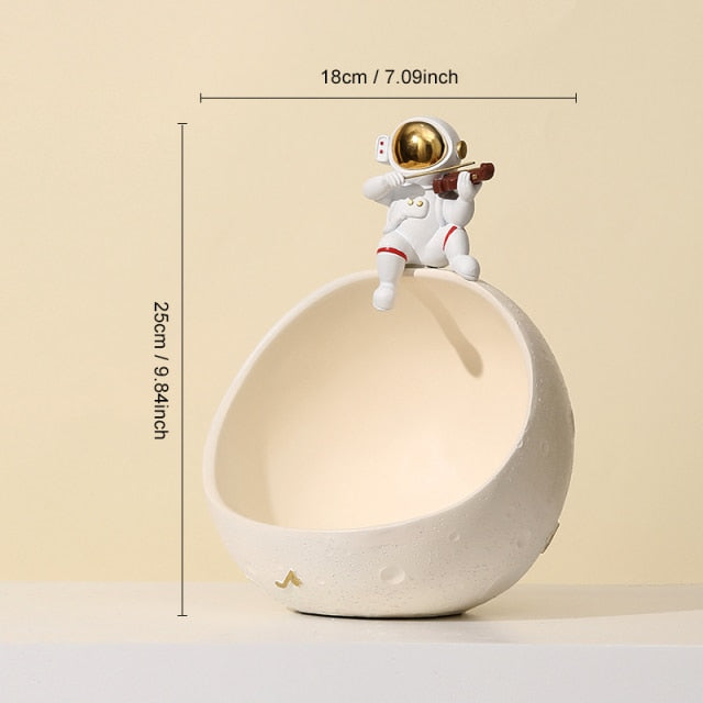 Astronaut Muziek Vliegtuig Opbergdoos van Hars – Uniek Decoratief Kunstobject voor Interieur en Cadeau Wit (Viool)