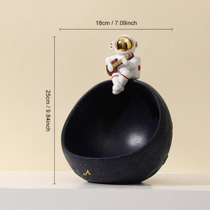 Astronaut Muziek Vliegtuig Opbergdoos van Hars – Uniek Decoratief Kunstobject voor Interieur en Cadeau Zwart (Gitaar)
