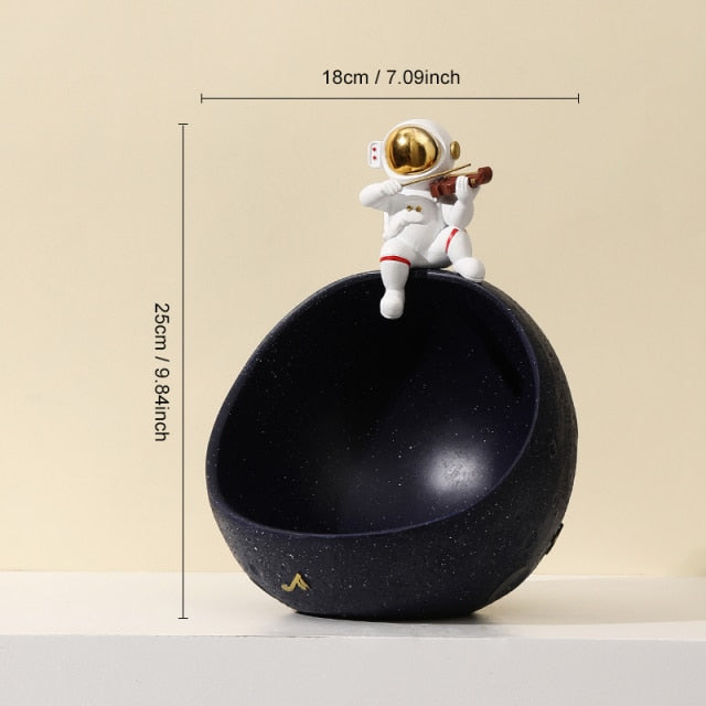 Astronaut Muziek Vliegtuig Opbergdoos van Hars – Uniek Decoratief Kunstobject voor Interieur en Cadeau Zwart (Viool)
