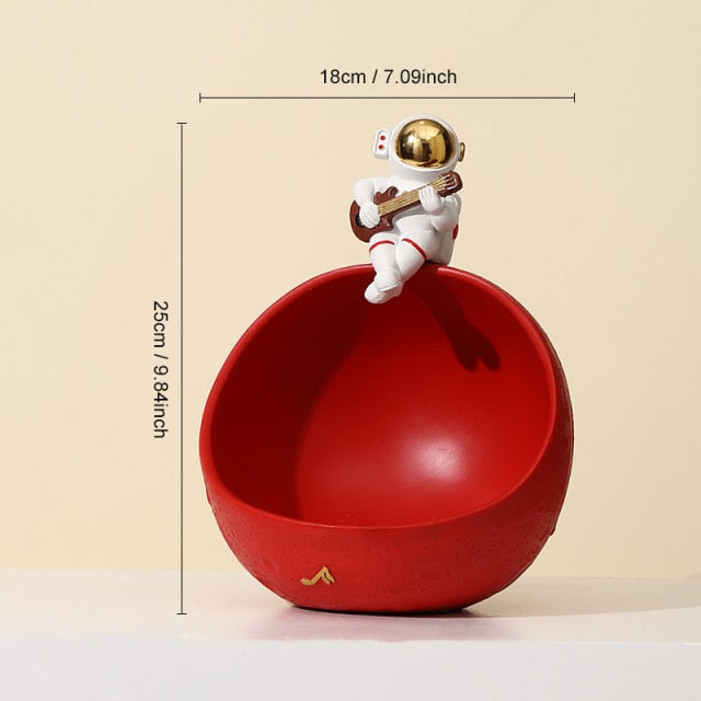 Astronaut Muziek Vliegtuig Opbergdoos van Hars – Uniek Decoratief Kunstobject voor Interieur en Cadeau Rood (Gitaar)
