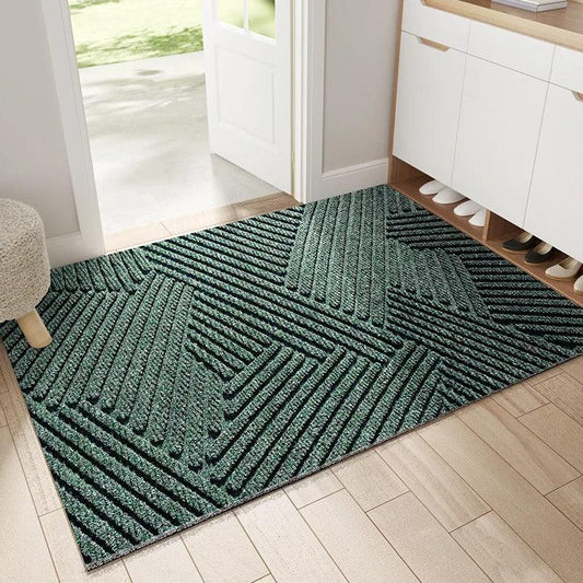 Moderne, Noordse stylish PVC voetmat │ Niet-slip vloermat voor de ingangruimte │ Zandverwijderende voetkussen Groen