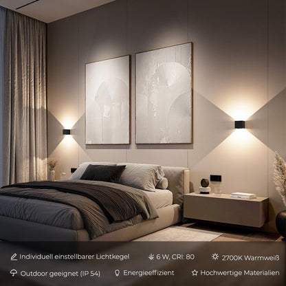 Verstelbare LED Wandlamp Buiten met Warm Wit Licht – Energiezuinige Muurlamp voor Binnen en Buiten, IP65 Waterdicht