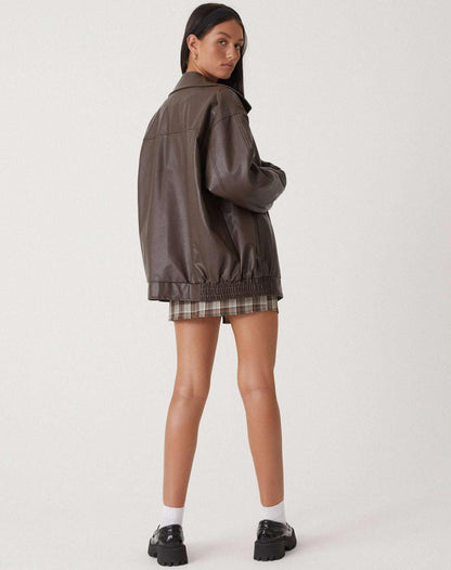 Maleni - Oversized Losse Leren Jasje