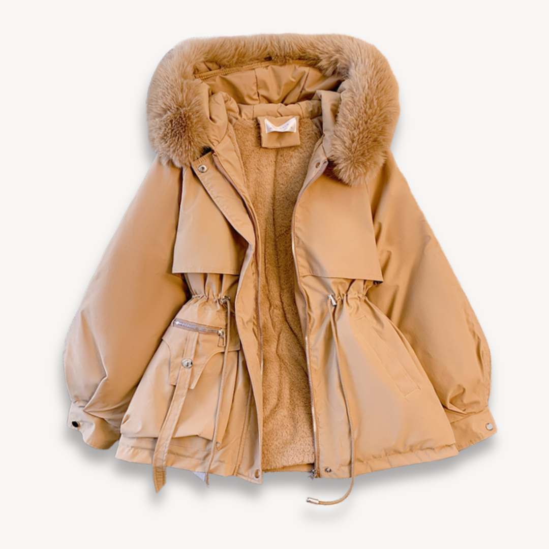 Parka Winterjas Dames Water-Resistant Faux Fur Lining Hood Adjustable Fit Khaki
