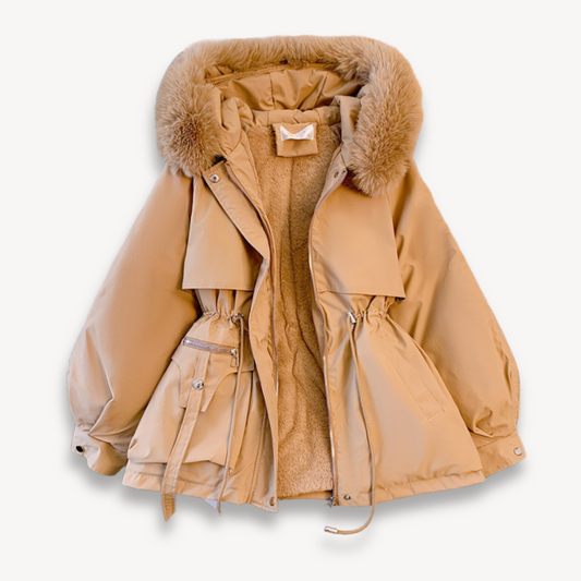 Parka Winterjas Dames Water-Resistant Faux Fur Lining Hood Adjustable Fit Khaki