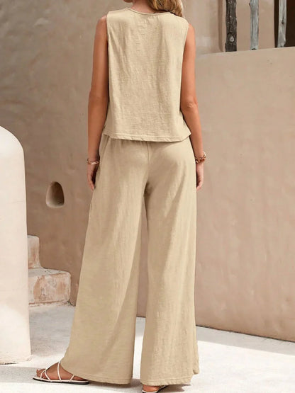 Tweedelig Set Dames Zomer Top Met Losse Broek Licht Stof