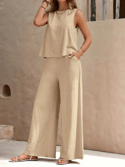 Tweedelig Set Dames Zomer Top Met Losse Broek Licht Stof