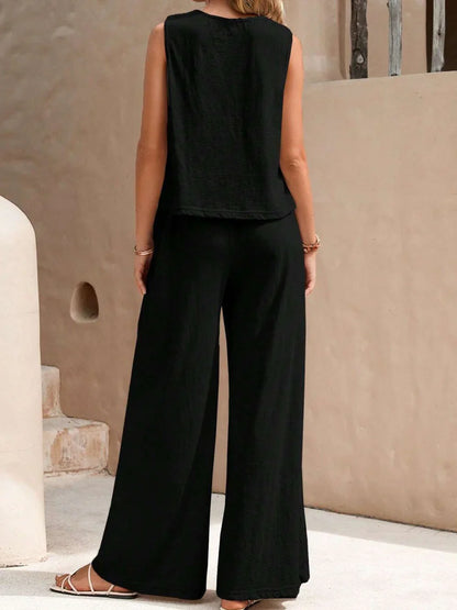 Tweedelig Set Dames Zomer Top Met Losse Broek Licht Stof